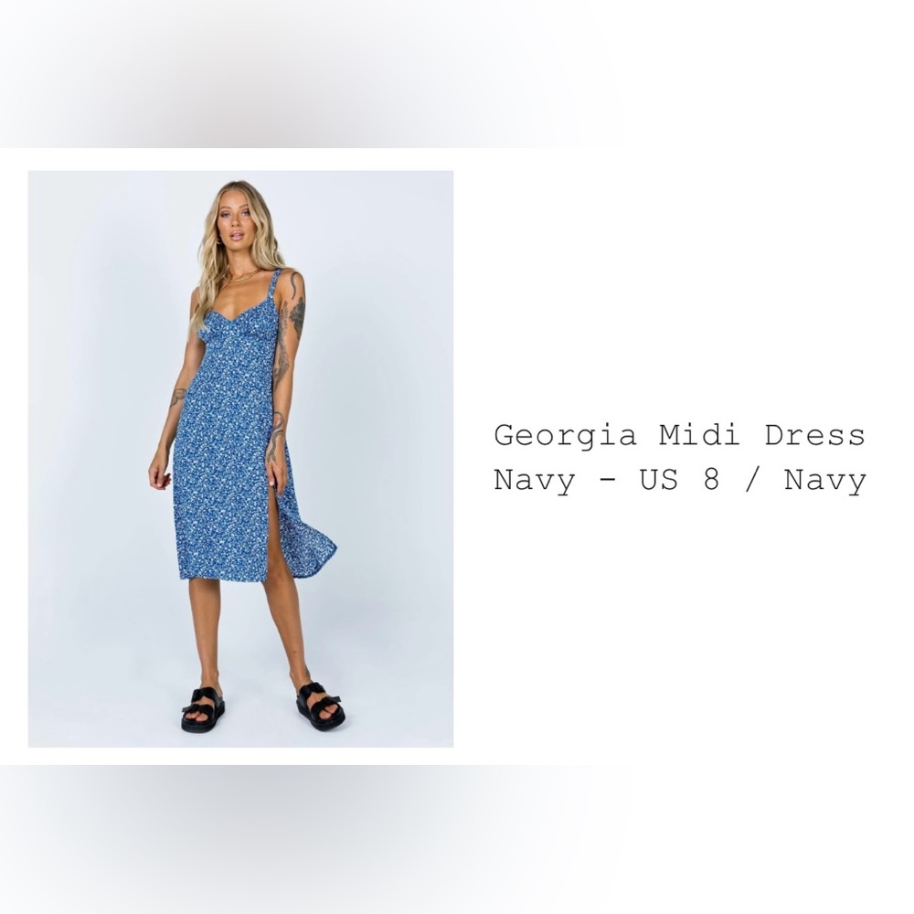 Princess Polly Blue Georgia Midi Dress Size 8